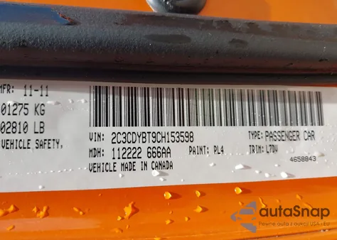 2012 Dodge Challenger R/T из США, поврежденный, VIN 2C3CDYBT9CH153598